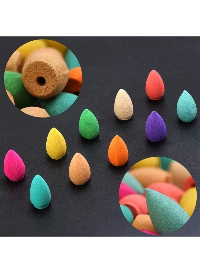 أقماع البخور الطبيعية الممتازة - روائح متعددة: خشب الصندل، الشيح، السرو الجبلي، وعطر الزهور | مثالية للتأمل، اليوغا، وتنقية الهواء (عبوة 60 قطعة) - Image 5